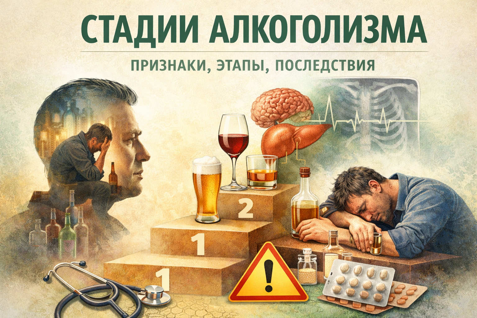 Стадии алкоголизма у мужчин и женщин