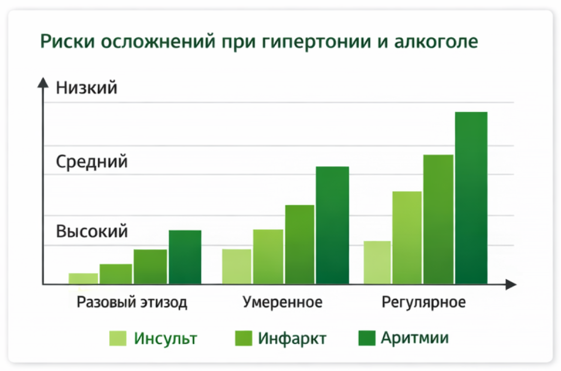 Риск осложнений при гипертонии и алкоголе